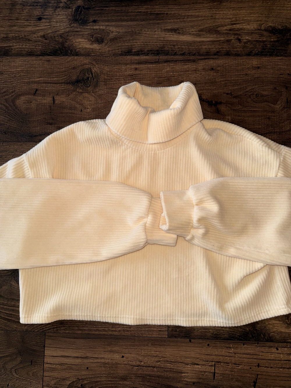 Adika Ivory Ribbed Cropped Turtleneck Sweater